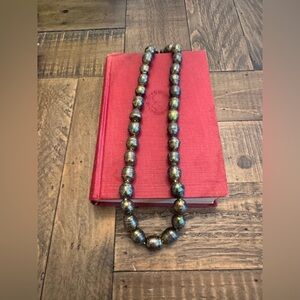 Chinese Dyed Authentic Fresh Water Pearl 925 Sterling Silver 16in Necklace